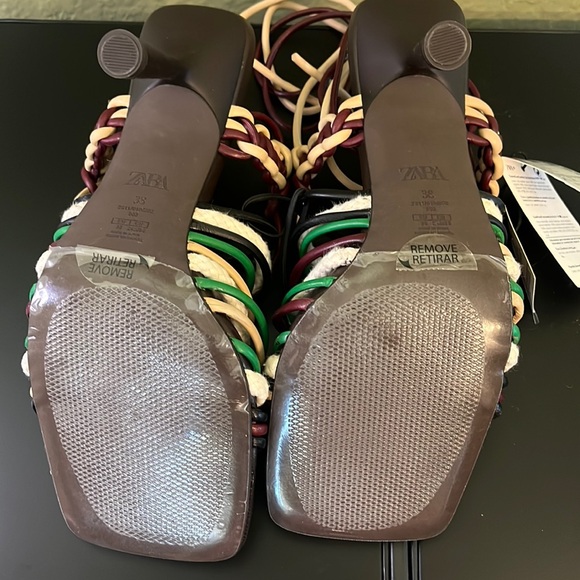 Zara tie around strappy high heel sandals size 38 / 7.5 NWT - Picture 4 of 6